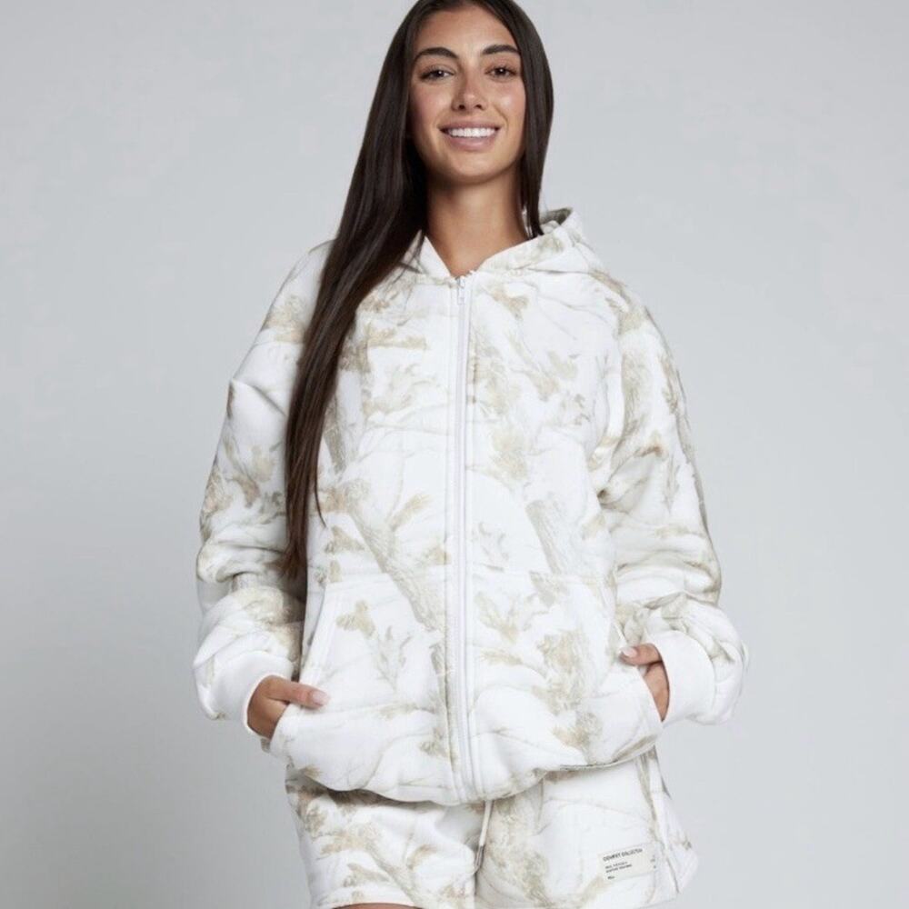 Comfrt Camo Zip Hoodie White Oak Size Medium